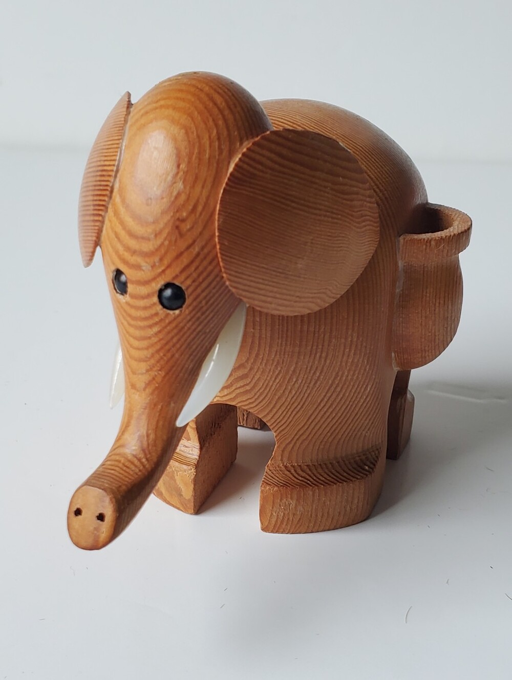 Vintage MCM Wooden Elephant Toothpick Holder Danish Modern Style Figurine